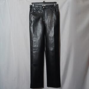 Wilfred  Black Melina High-Rise Straight Leg Faux Leather Pants. O